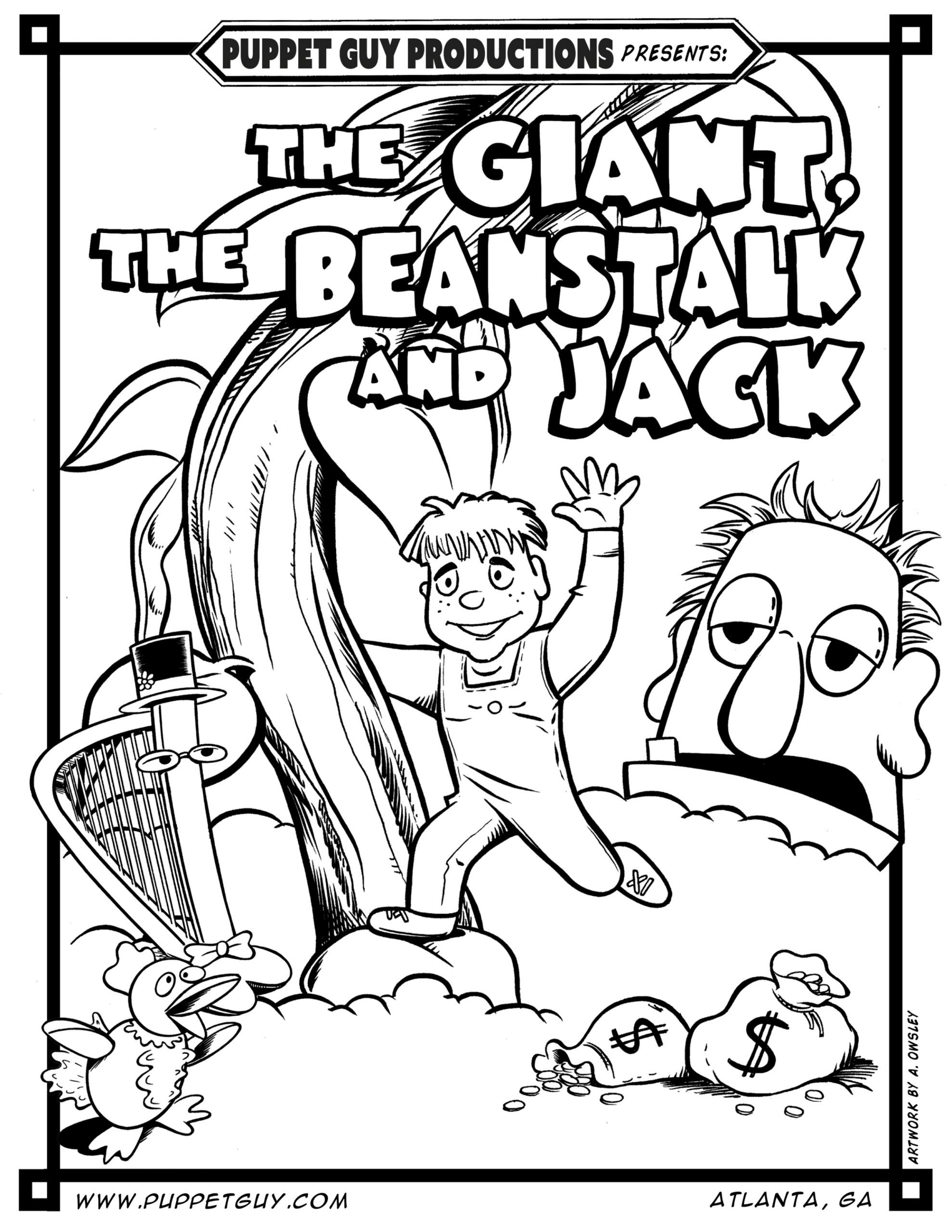 Coloring Page: The Giant, The Beanstalk & Jack